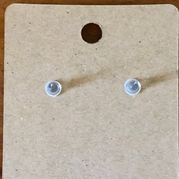 Pink Mini Christmas Tree Stud Earrings - Hand Painted Wood, Hypoallergenic - Picture 4 of 4